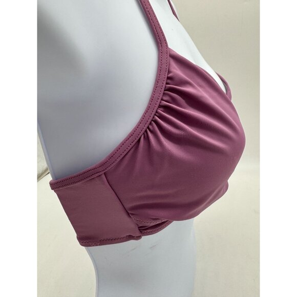 Victoria's Secret Pink Mauve Halter Bikini Top Size M Ruched Sexy Back Beach - Picture 8 of 10